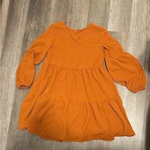 Camel/copper/ burnt orange - Tiered Long Sleeve Dress Boho style